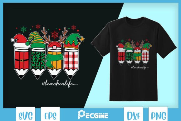 Christmas Pencils Teacher SVG for T-Shirt Designs