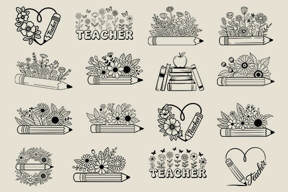 Floral Teacher Svg Bundle for Crafts and Graphics