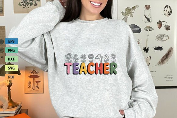 Retro Flower Teacher SVG: Graphics and Crafts