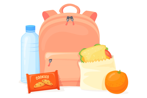School Backpack and Lunch Food Bag Carto Graphics
