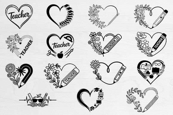 Teacher Heart Svg Bundle, Graphics and Crafts